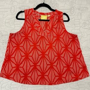 Maeve Red and White Sleeveless Boxy Blouse